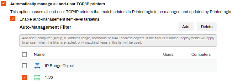 Admin Console showing TCP/IP Printer Settings section. Admin Console showing TCP/IP Printer Settings section.